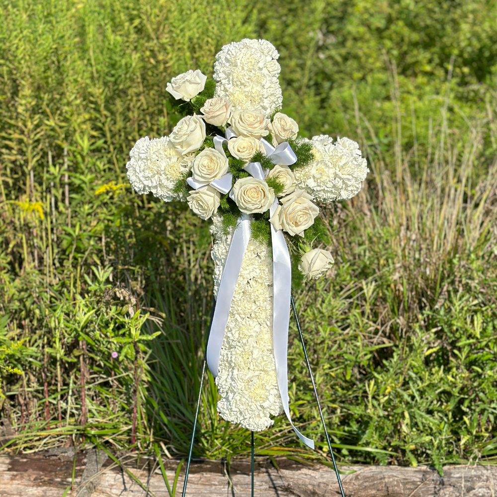 Barnes and Noble Christian Cross Adorned with Flowers: Relaxing